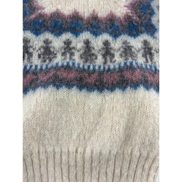 Vintage Alafoss Sweater Kids Girls Wool Long Sleeve Youth Size 4 Cream Warm - Picture 8 of 8